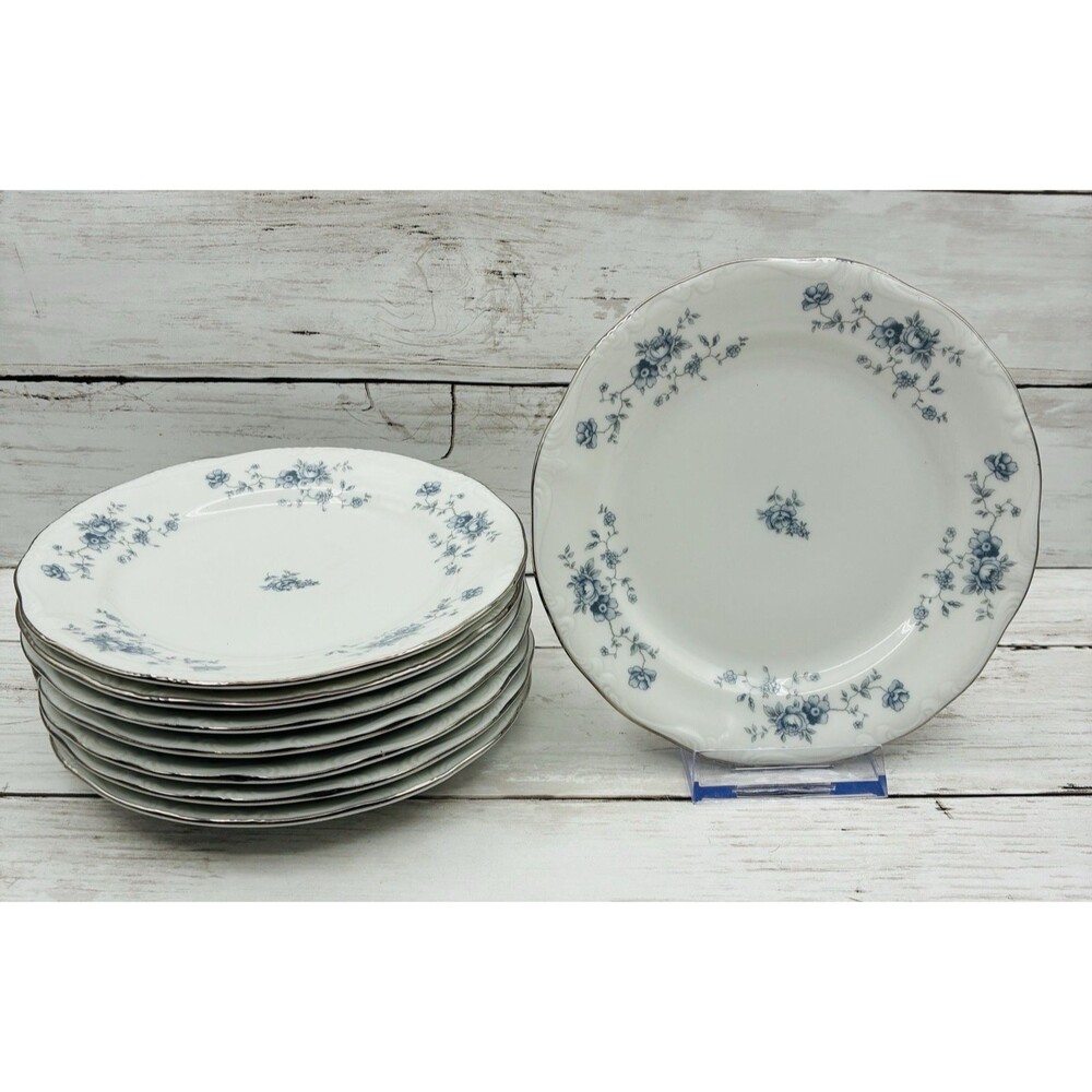 Johann Haviland~Bavaria Germany Blue Garland~Bread & Butter Plates 6”  set of 8